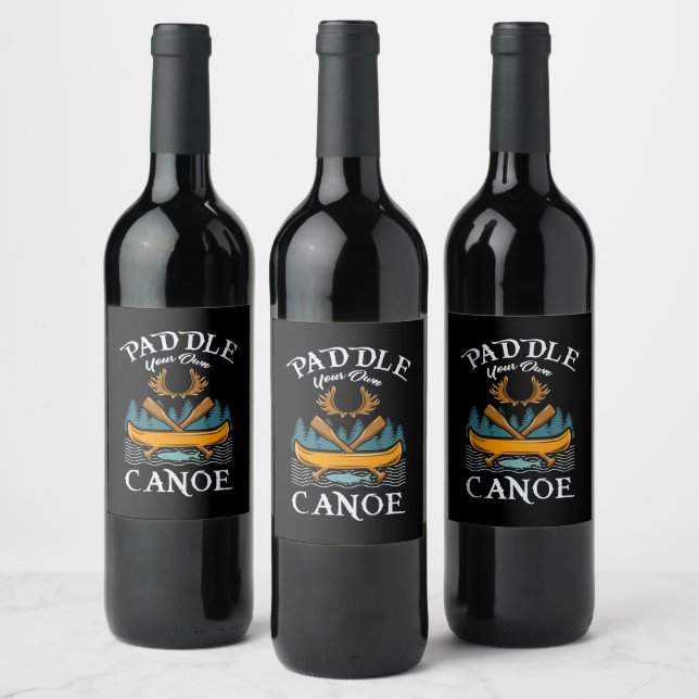 Canoeing - Paddle Your Own Canoe Wine Label (Bottles)
