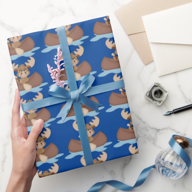 Canoeing Trip Moose wrapping paper (Gifting)