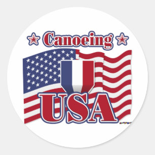 Canoeing USA Classic Round Sticker