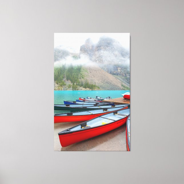 Canoes at Moraine Lake Canvas Print (Front)