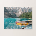 Canoes on Moraine Lake Banff National Park Canada Jigsaw Puzzle<br><div class="desc">This stunning jigsaw puzzles features colorful reflections of canoes on the water of Moraine Lake in the Banff National Park,  Canada.
#morainelake #lake #moraine #banff #nattionalpark #canada #scenic #travel #vacation #outdoors #mountains #alberta #lakelouise #jigsaw #puzzle #jigsawpuzzle #gifts #fun #stockingstuffers #reflections #games #landscape #nature #canoes #sports #activities #active #exercise #fitness</div>