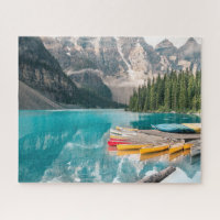 Canoes on Moraine Lake Banff National Park Canada