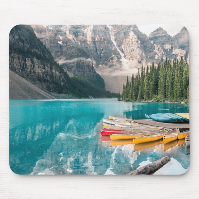 Canoes on Moraine Lake Banff National Park Canada Mouse Pad (Front)