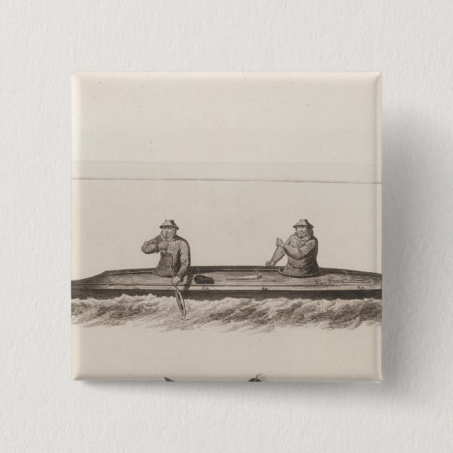 Canoes, Oonalashka, Alaska 2 Inch Square Button (Front)