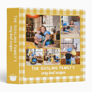 Canola Yellow Gingham Photo Collage Family Recipes Binder