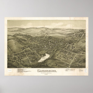 Canonsburg Pennsylvania 1897 Antique Panoramic Map Poster