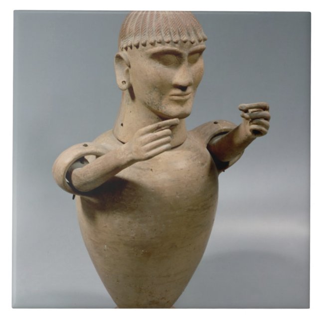 Canopic jar with moveable arms (clay) tile (Front)