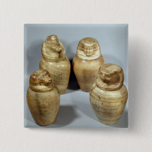 Canopic jars of Hor-ir-aa, Saite (alabaster) 2 Inch Square Button
