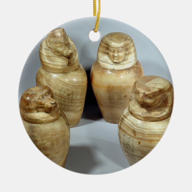 Canopic jars of Hor-ir-aa, Saite (alabaster) Ceramic Ornament (Front)