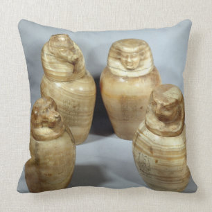 Canopic jars of Hor-ir-aa, Saite (alabaster) Throw Pillow