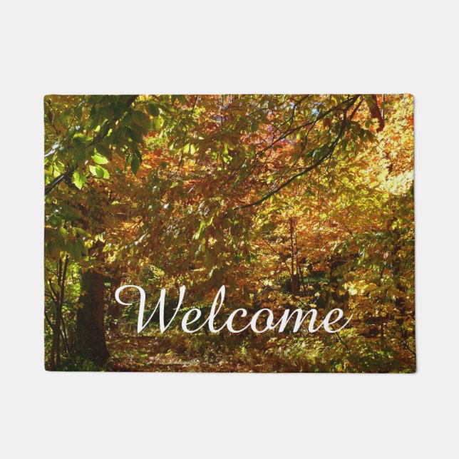 Canopy of Fall Leaves II Yellow Autumn Photography Doormat (Front)