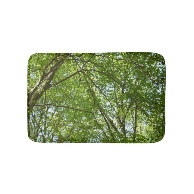 Canopy of Spring Leaves Green Nature Scene Bath Mat (Front)