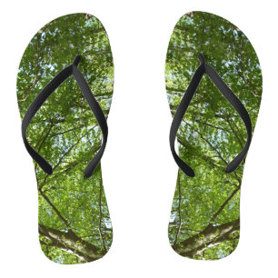 Canopy of Spring Leaves Green Nature Scene Flip Flops