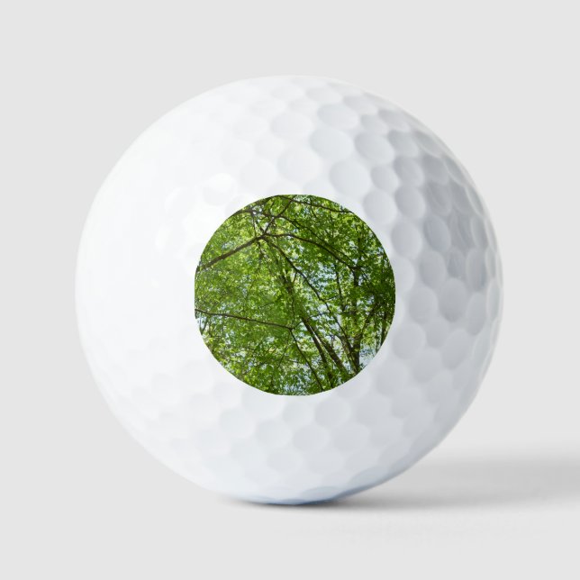 Canopy of Spring Leaves Green Nature Scene Golf Balls (Front)