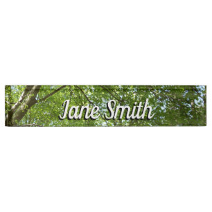 Canopy of Spring Leaves Green Nature Scene Nameplate