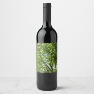 Canopy of Spring Leaves Green Nature Scene Wine Label