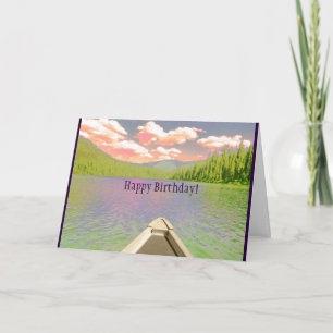 Canot de carte d'anniversaire sur le lac "Aventure