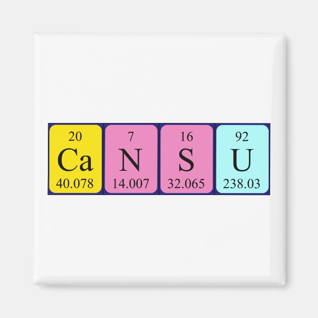 Cansu periodic table name magnet (Front)