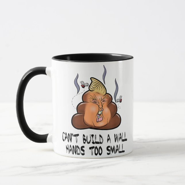 Can't Build A Wall Hands Too Small Funny Anti Trum Mug (Left)