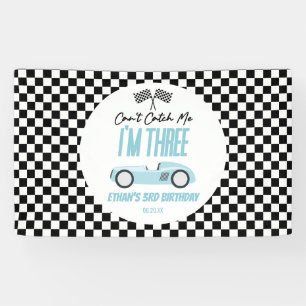Can't Catch Me Blue Race Car 3rd Birthday Party Banner