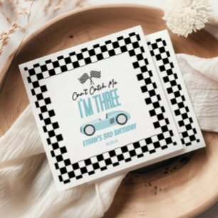 Can't Catch Me Blue Race Car 3rd Birthday Party Napkin
