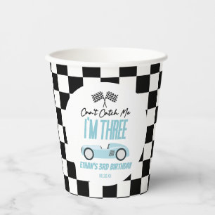 Can't Catch Me Blue Race Car 3rd Birthday Party Paper Cups