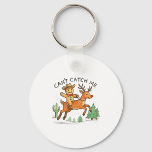 Can't Catch Me Cowboy Gingerbread Man Christmas  Keychain