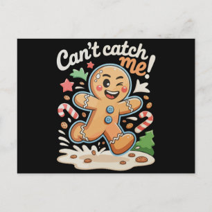 Can't Catch Me Gingerbread Christmas Xmas Holiday Postcard