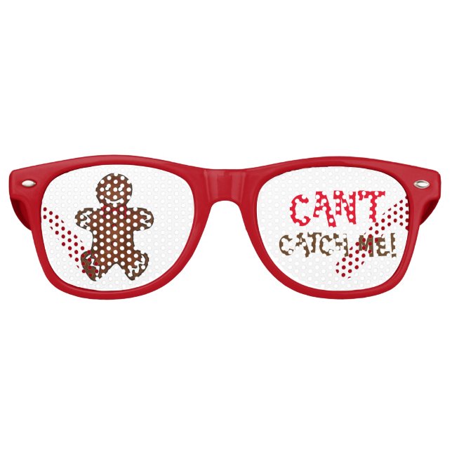 Can't Catch Me Gingerbread Man Christmas Cookie Retro Sunglasses (Front)