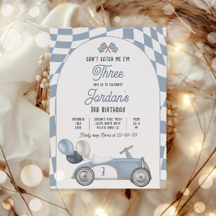Can't Catch Me I'm Three Race Car 3rd Birthday Invitation