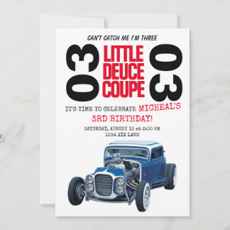 Can't Catch Me I'm Three Race Car Bday Invitation