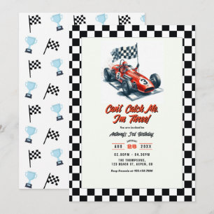 Can't Catch Me I'm Three Race Car Birthday Party Invitation