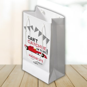 Can't Catch Me I'm Three Red Race Car 3 Birthday  Small Gift Bag