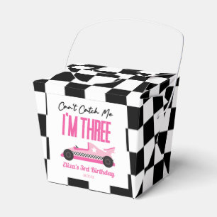 Can't Catch Me Pink Race Car 3rd Birthday Party Favor Box