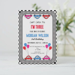 Can't Catch Me Race Car Birthday Party Invitation