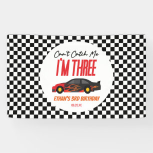 Can't Catch Me Red Race Car 3rd Birthday Party Banner
