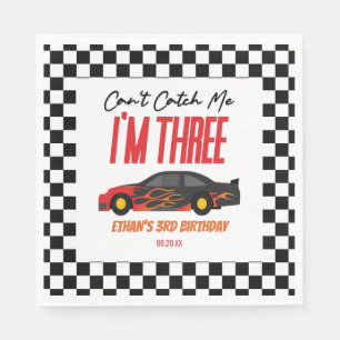 Can't Catch Me Red Race Car 3rd Birthday Party Napkin