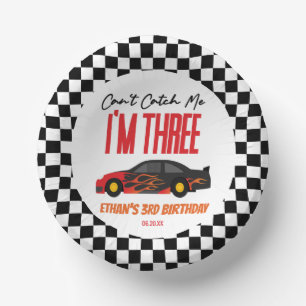Can't Catch Me Red Race Car 3rd Birthday Party Paper Plate