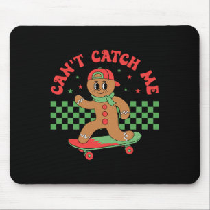 Can't Catch Me Retro Christmas Gingerbread Boy Xma Mouse Pad