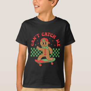 Can't Catch Me Retro Christmas Gingerbread Boy Xma T-Shirt