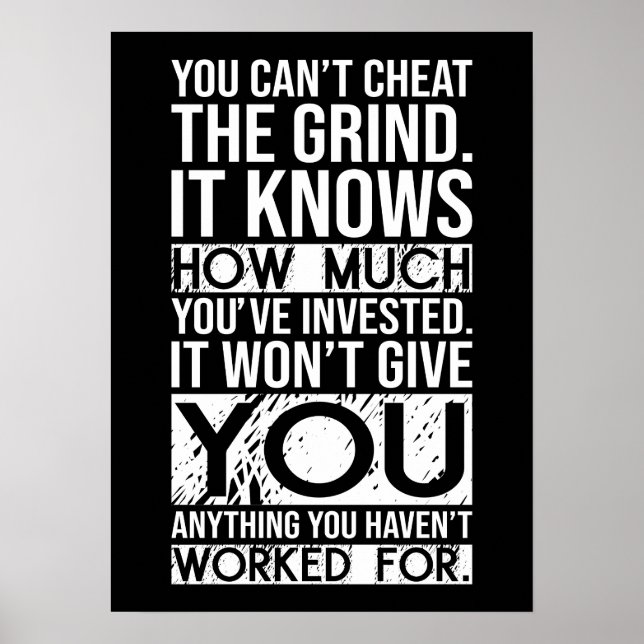 Can't Cheat The Grind - Gym, Hustle, Success Poster (Front)