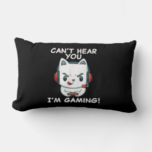 Cant Hear You Im Gaming Cat Gamer gift Lumbar Pillow