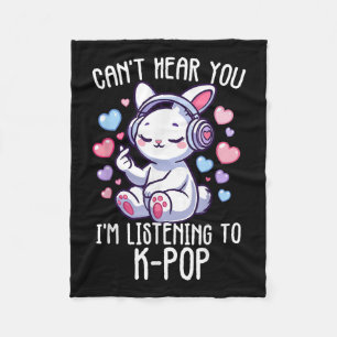 Cant Hear You Im Listening K-pop Rabbit Finger Hea Fleece Blanket