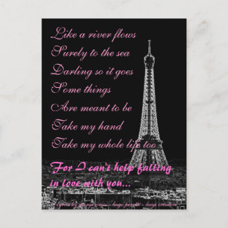 Can't help falling in love with you postcard