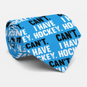 Can't I Have Hockey Funny Excuse on Blue Tie