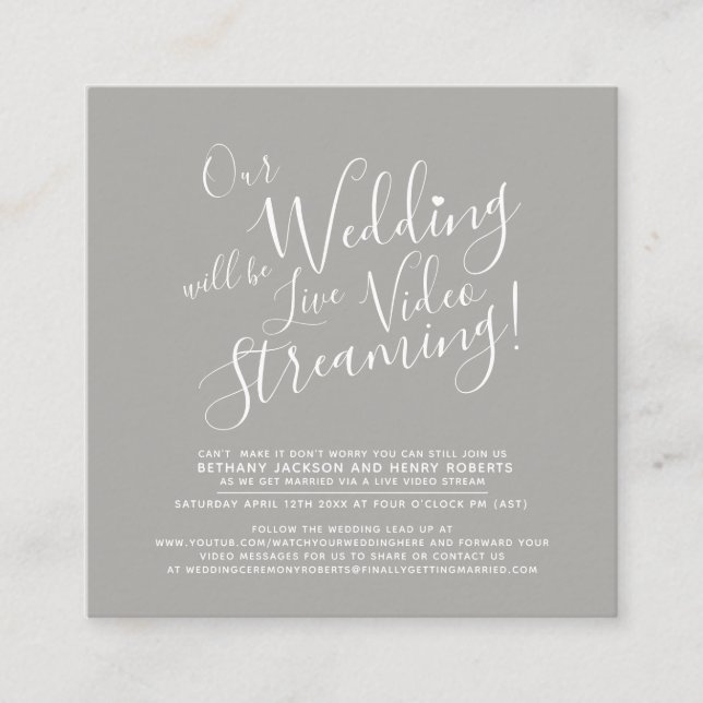 Can't make it wedding streaming link enclosure card (Front)