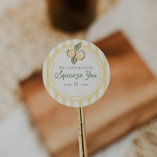 Can't Wait to Squeeze You Citrus Baby Shower Classic Round Sticker