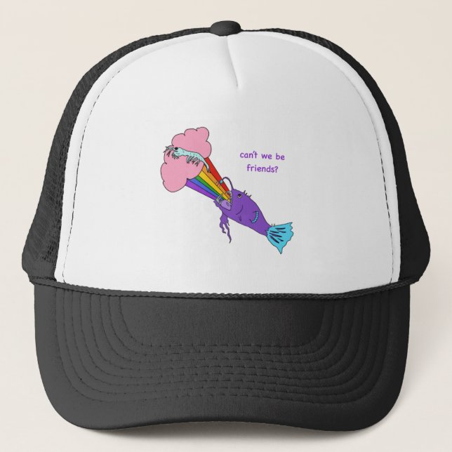 Can't we be friends lanyard fish and plankton hat (Front)