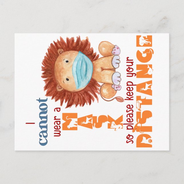 Can't Wear a Mask - Lion Postcard (Front)