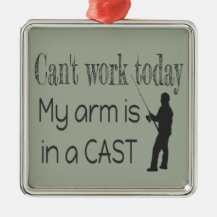 Can't work Fishing Humour Metal Ornament
